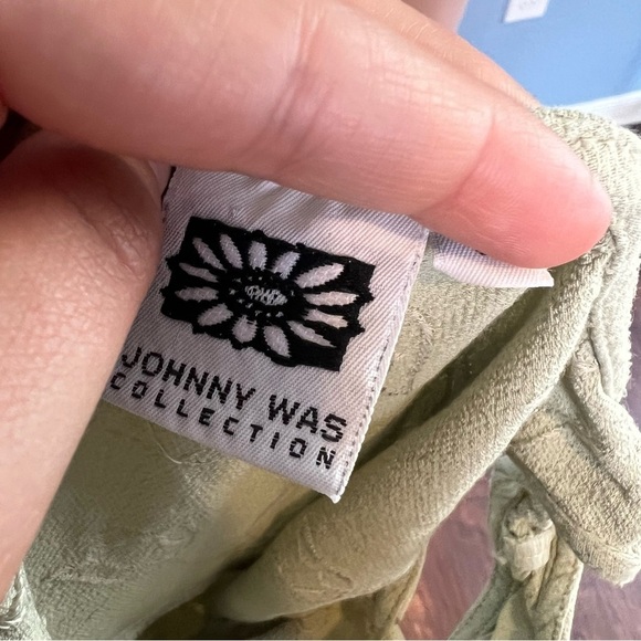 Johnny Was Vintage Sage Green Boho Midi Dress - Picture 14 of 14